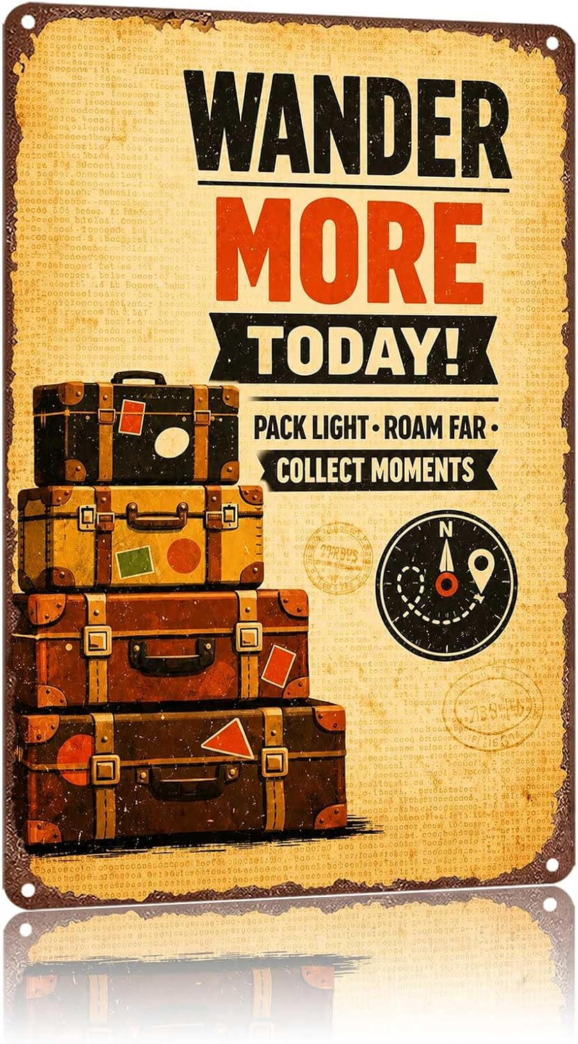 Lighting Decor And More - Metal Sign Wander More Today Pack