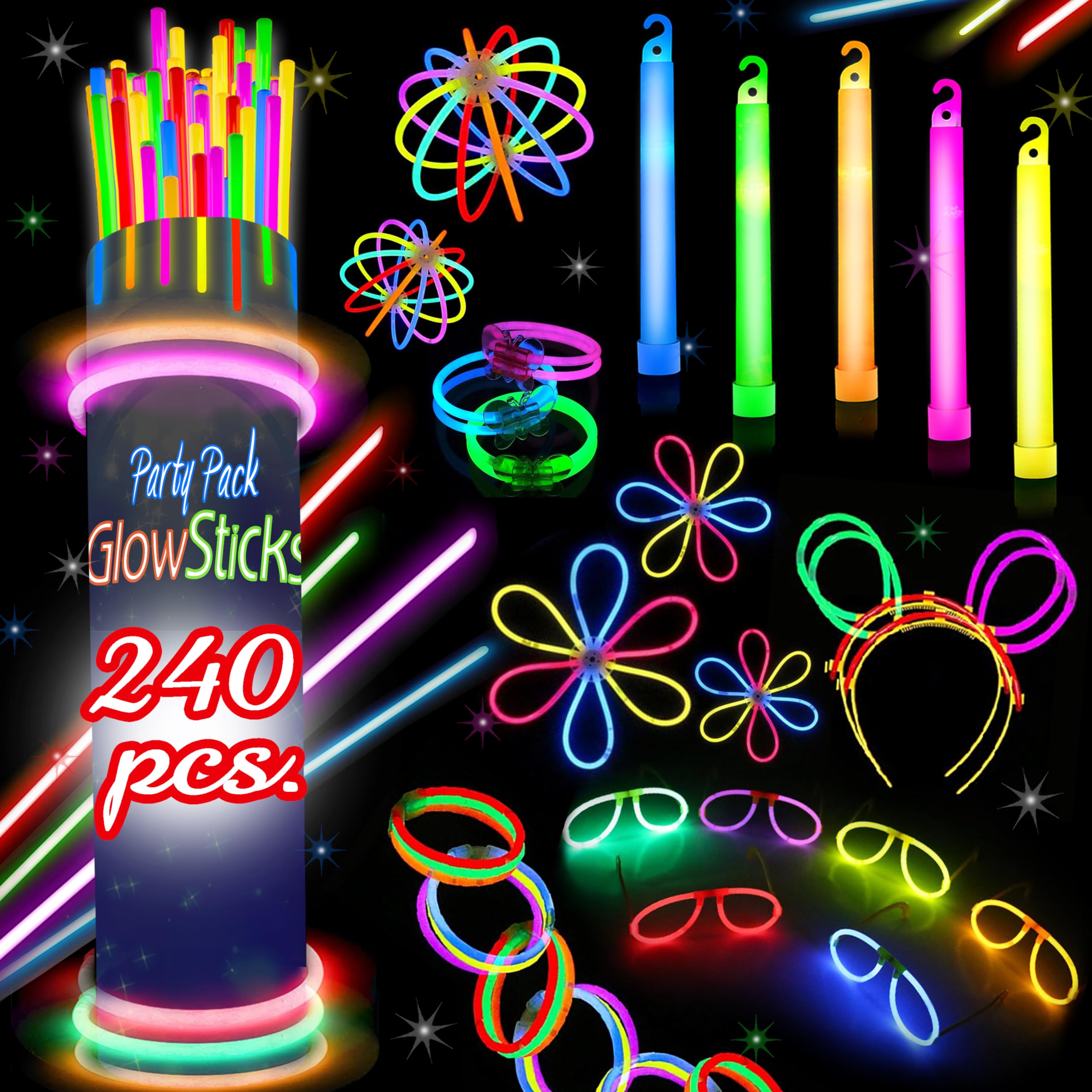 Lighting Decor And More - 240 Glow Sticks Halloween Party Pack