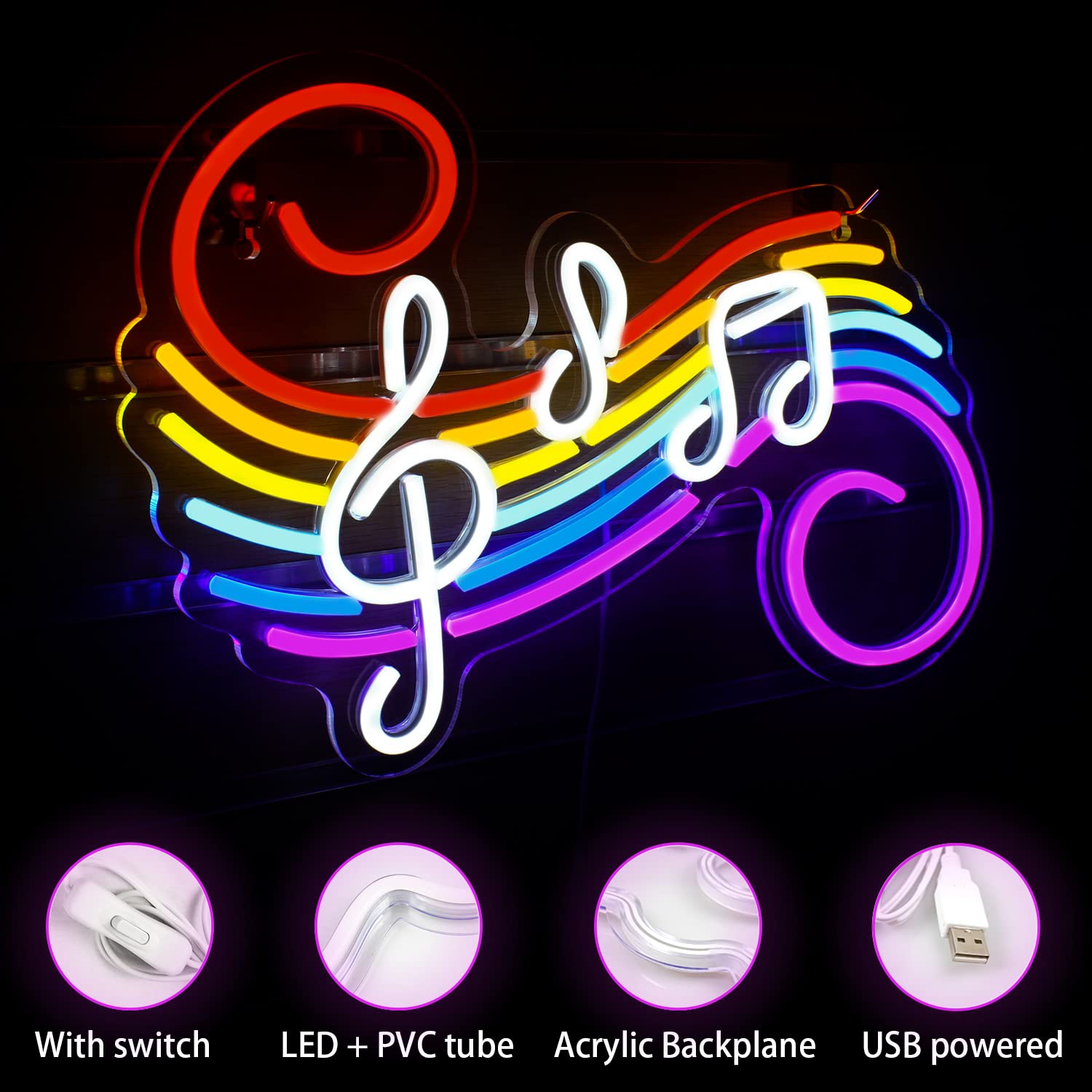 Music Notes Neon Sign Customiz - Lighting Christmas Decor recension och pris