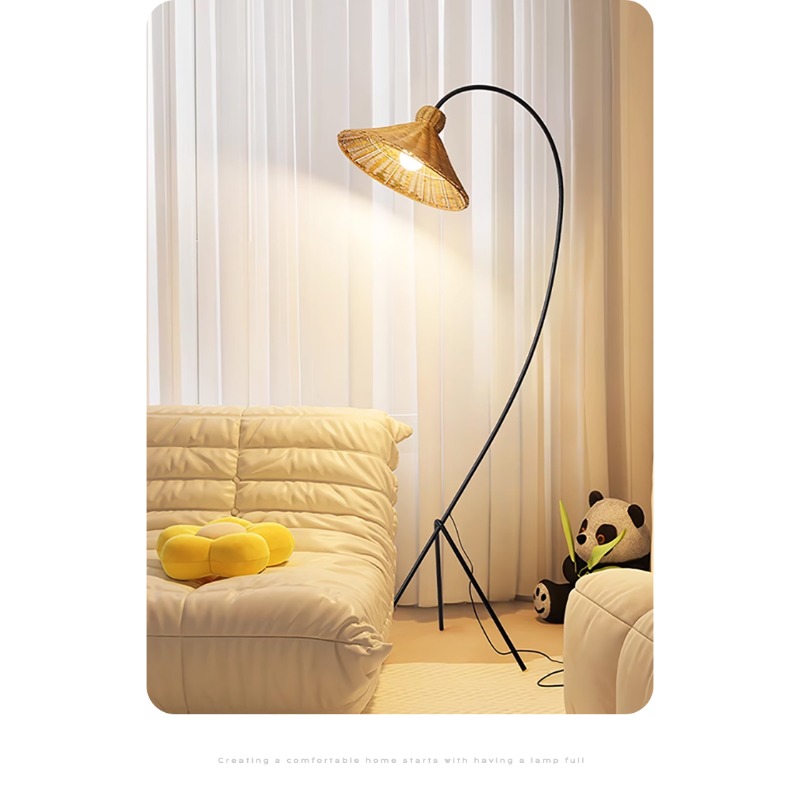 Mid Century Rattan Floor Lamp  - Lighting Home Decor Items recension och pris